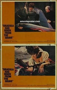 h634 DRACULA HAS RISEN FROM THE GRAVE 2 movie lobby cards '69 Hammer
