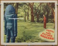 h356 EARTH VS THE FLYING SAUCERS #4 movie lobby card '56 robot at left!