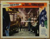 h360 EVIL OF FRANKENSTEIN movie lobby card '64 Peter Cushing paces!