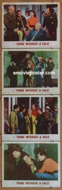 h578 FIEND WITHOUT A FACE 4 movie lobby cards '58 science spawns evil!