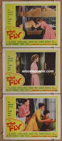 h607 FLY 3 movie lobby cards '58 caught in the press, by the door!