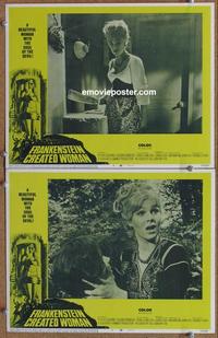 h635 FRANKENSTEIN CREATED WOMAN 2 movie lobby cards '67 Susan Denberg