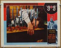 h374 GOG movie lobby card #3 '54 close up dying on top of the machine!