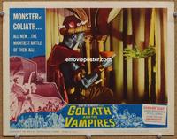 h377 GOLIATH & THE VAMPIRES movie lobby card #3 '64 clutching hand!