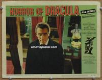 h386 HORROR OF DRACULA movie lobby card #4 '58 Chris Lee close up!