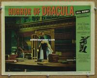 h387 HORROR OF DRACULA movie lobby card #6 '58 Lee holds his victim!