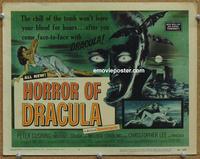 h207 HORROR OF DRACULA movie title lobby card '58 Hammer vampires!