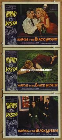 h612 HORRORS OF THE BLACK MUSEUM 3 movie lobby cards '59 AIP murder!
