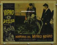 h390 HORRORS OF THE BLACK MUSEUM Spanish/US movie lobby card '59 wild!