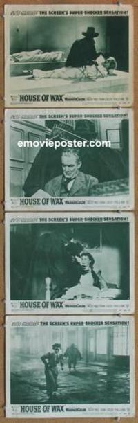 h582 HOUSE OF WAX 4 movie lobby cards '53 Vincent Price, Bronson