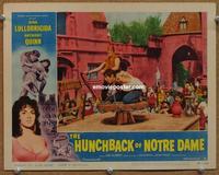 h396 HUNCHBACK OF NOTRE DAME movie lobby card #4 '57 Quinn whipped!