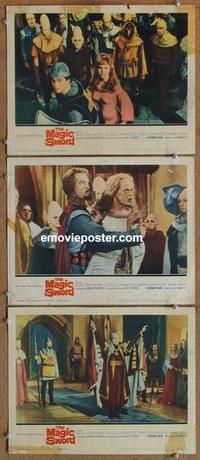 h617 MAGIC SWORD 3 movie lobby cards '61 Basil Rathbone, fantasy!