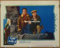 h458 MAN FROM PLANET X movie lobby card #6 '51 spying on the alien!