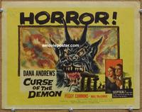 h215 NIGHT OF THE DEMON movie title lobby card '57 Jacques Tourneur