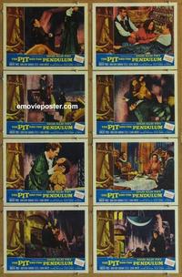 h268 PIT & THE PENDULUM 8 movie lobby cards '61 Vincent Price, Corman