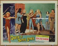 h486 QUEEN OF OUTER SPACE movie lobby card #6 '58 Zsa Zsa vs aliens!