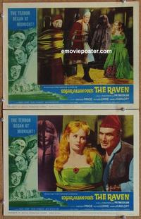 h641 RAVEN 2 movie lobby cards '63 Boris Karloff, Price, Lorre