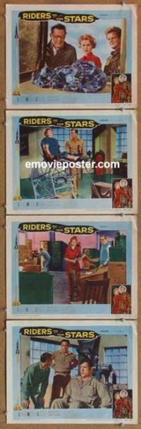 h593 RIDERS TO THE STARS 4 movie lobby cards '54 William Lundigan