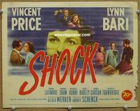 h216 SHOCK movie title lobby card '45 Vincent Price, Lynn Bari
