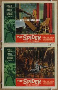 h642 SPIDER 2 movie lobby cards '58 giant monster leg, caught in web!