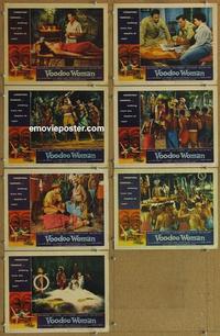 h547 VOODOO WOMAN 7 movie lobby cards '57 AIP jungle horror!