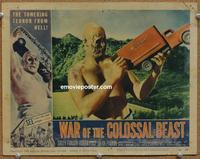 h532 WAR OF THE COLOSSAL BEAST movie lobby card #1 '58 holding truck!