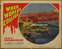 h536 WHEN WORLDS COLLIDE movie lobby card #2 '51 ship cross section!
