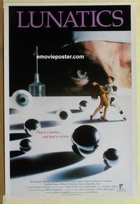h806 LUNATICS one-sheet movie poster '90 wild doctor horror image!