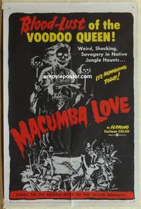 b860 MACUMBA LOVE one-sheet movie poster '60 cool voodoo horror art!