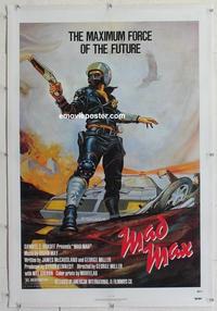 b012 MAD MAX linen one-sheet movie poster R83 Mel Gibson, George Miller