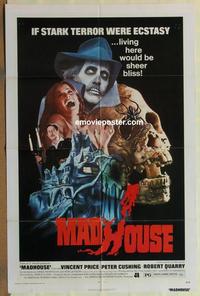 b863 MADHOUSE one-sheet movie poster '74 Vincent Price, Peter Cushing