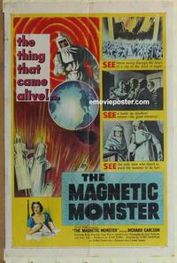 b865 MAGNETIC MONSTER one-sheet movie poster '53 Richard Carlson, sci-fi!