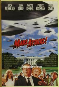 h813 MARS ATTACKS one-sheet movie poster '96 Jack Nicholson, Burton
