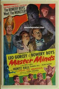 b872 MASTER MINDS one-sheet movie poster '49 Bowery Boys, Glenn Strange