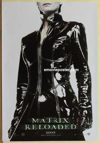h820 MATRIX RELOADED teaser one-sheet movie poster '03 Trinity, Carrie Moss