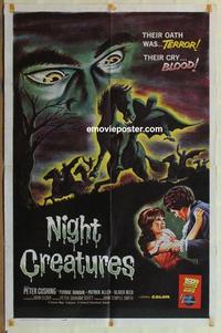 b903 NIGHT CREATURES one-sheet movie poster '62 Hammer, Peter Cushing