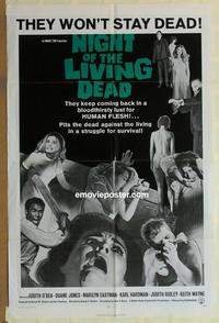 b908 NIGHT OF THE LIVING DEAD one-sheet movie poster '68 classic!