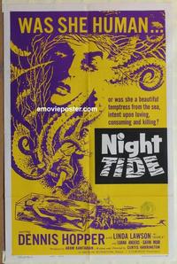 b910 NIGHT TIDE style A one-sheet movie poster '63 Dennis Hopper, horror!
