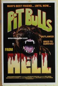 h848 PITBULLS FROM HELL one-sheet movie poster '87 killer dog artwork!