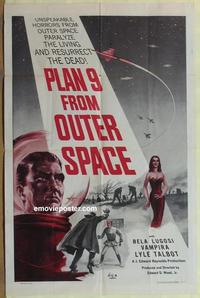 b935 PLAN 9 FROM OUTER SPACE one-sheet movie poster '58 Ed Wood's worst!
