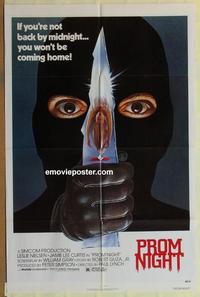 b942 PROM NIGHT one-sheet movie poster '80 Jamie Lee Curtis, horror!