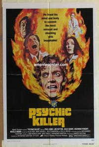 b945 PSYCHIC KILLER one-sheet movie poster '75 Julie Adams, wild image!