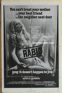 b953 RABID one-sheet movie poster '77 Marilyn Chambers, David Cronenberg