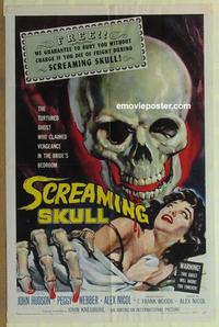 b984 SCREAMING SKULL one-sheet movie poster '58 great horror image!