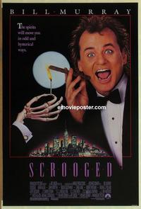 h871 SCROOGED one-sheet movie poster '88 Bill Murray, Dickens, great image!