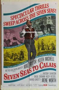 b989 SEVEN SEAS TO CALAIS one-sheet movie poster '62 pirate Rod Taylor!