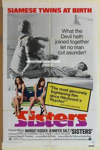 h007 SISTERS one-sheet movie poster '73 Brian De Palma, AIP, Kidder