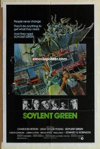 h016 SOYLENT GREEN one-sheet movie poster '73 Charlton Heston, Solie art!