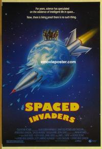 h882 SPACED INVADERS DS one-sheet movie poster '90 Barr, sci-fi comedy!
