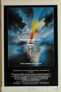 h039 SUPERMAN one-sheet movie poster '78 Chris Reeve, cool shield style!
